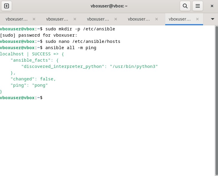 Fichier d’inventaire Ansible et ping